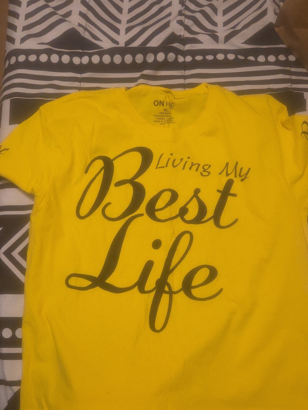 On Fire Yellow "Living My Best Life" Graphic Tee